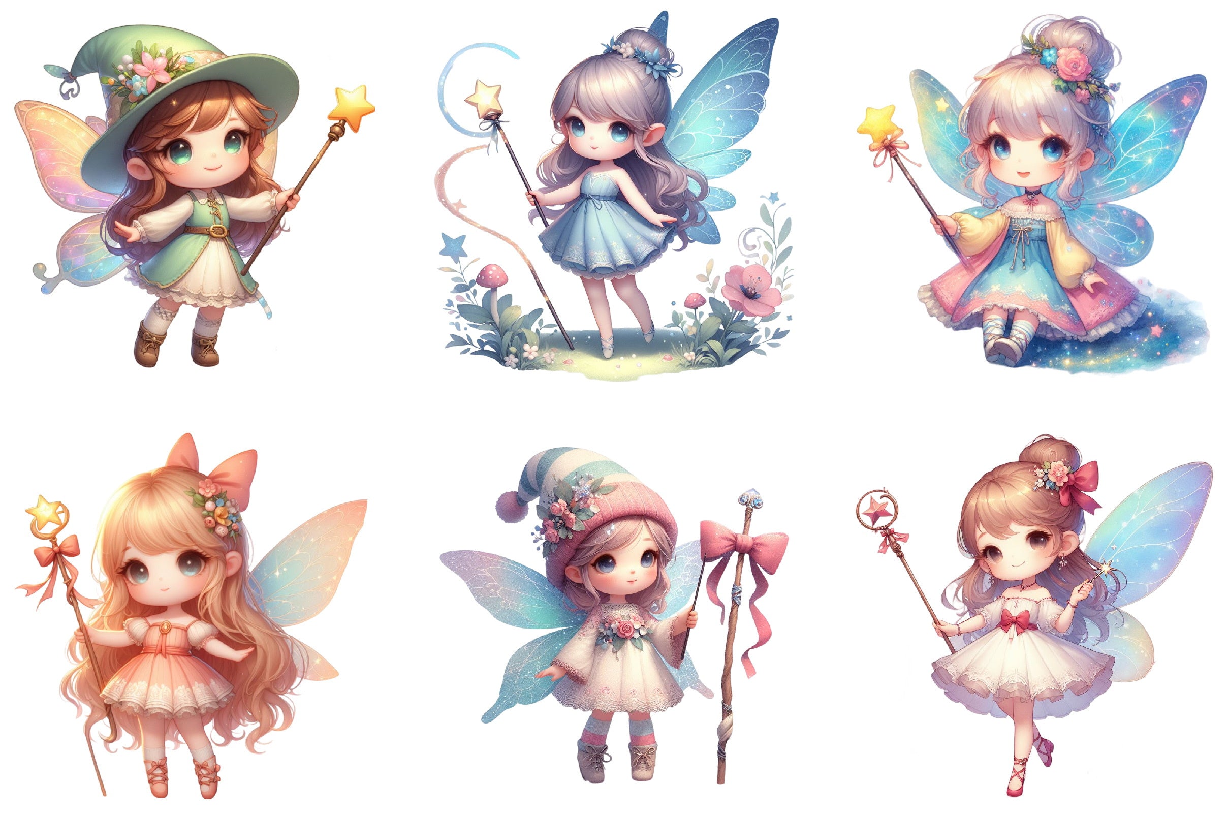 Cute Fairy Clipart Design Bundle