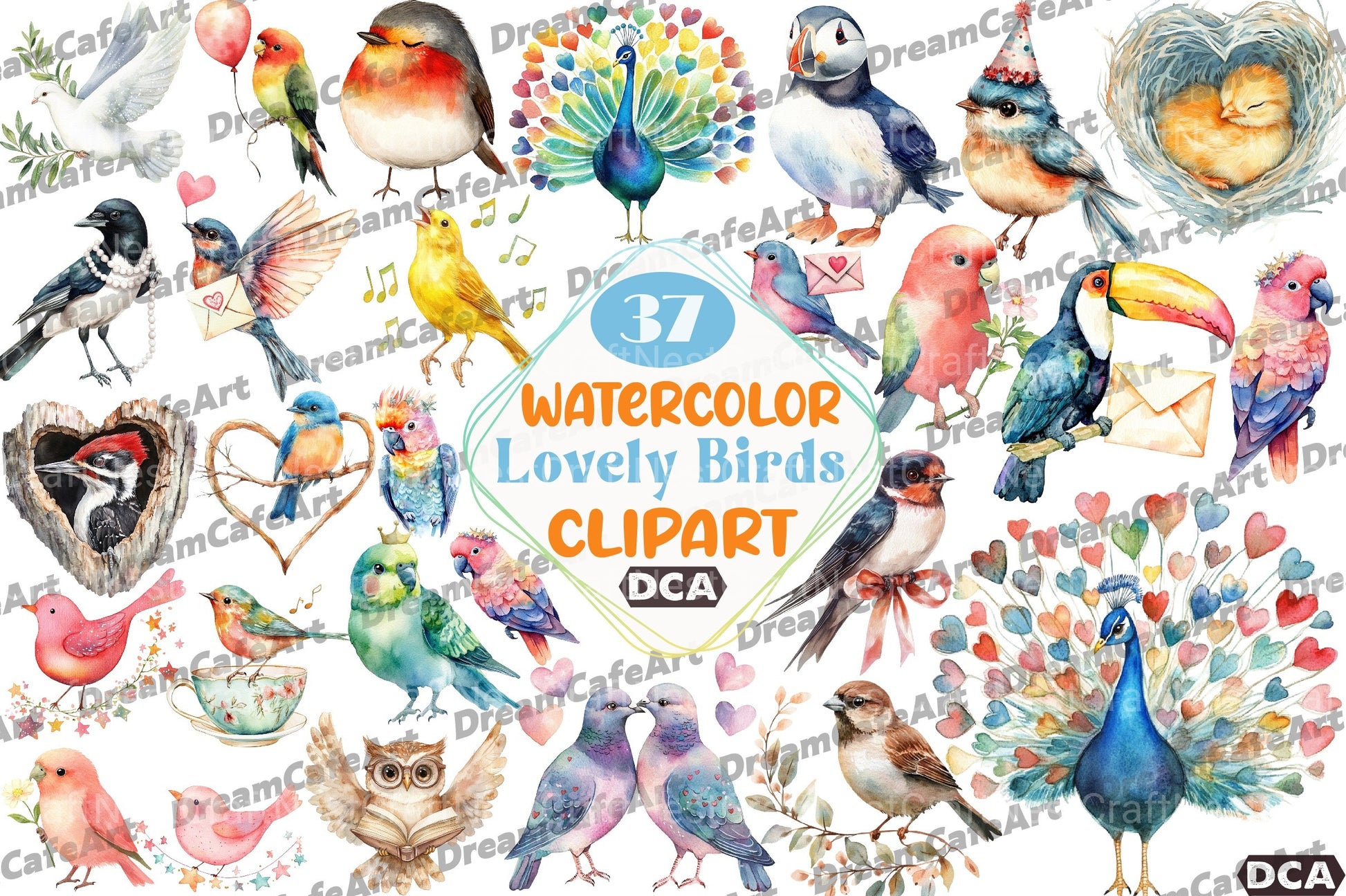 Lovely Birds Clipart Bundle - CraftNest - Digital Crafting and Art