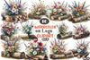 Wildflowers on Logs Clipart Bundle