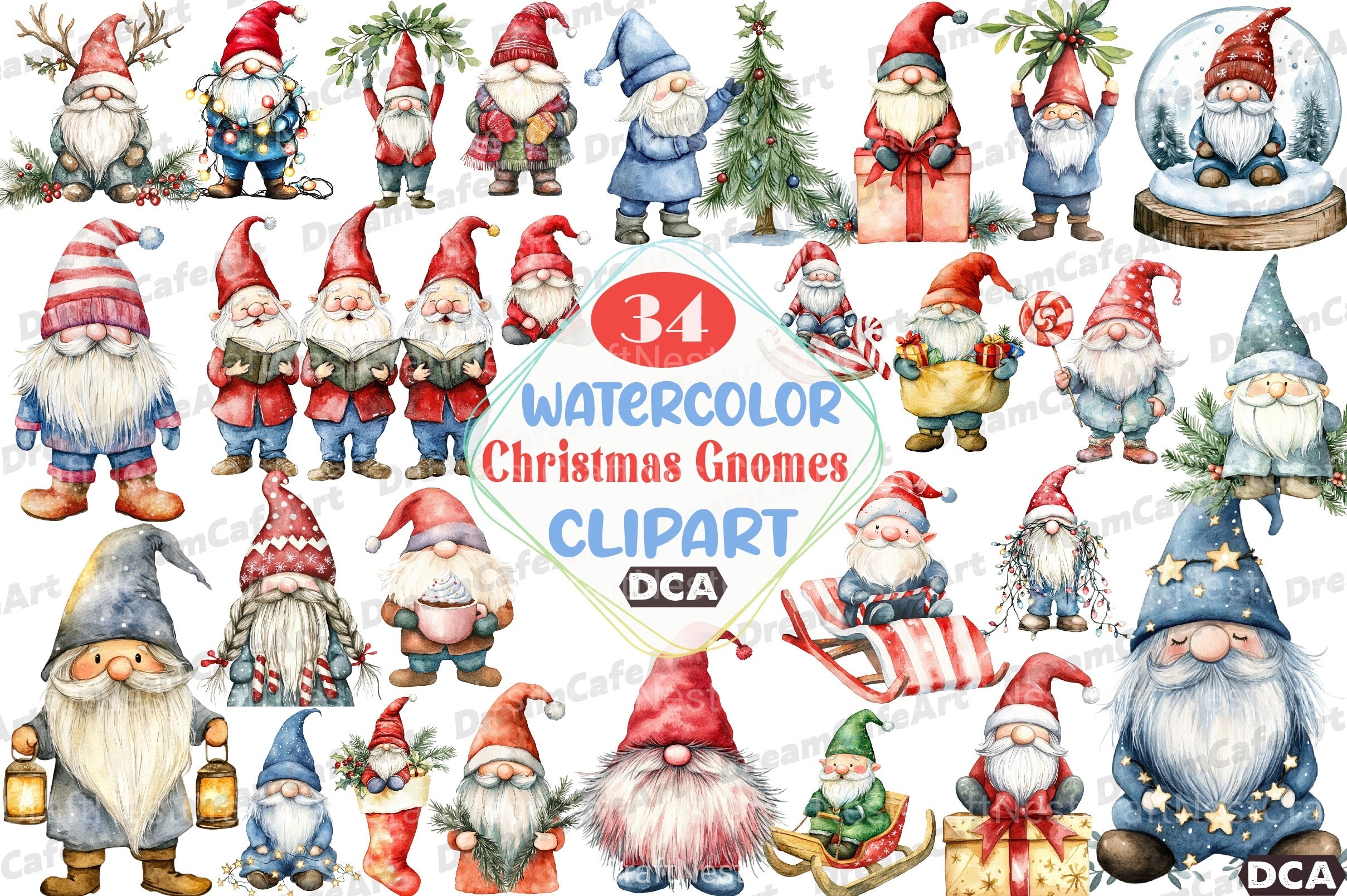 Merry Christmas Gnomes Clipart Bundle - CraftNest - Digital Crafting and Art