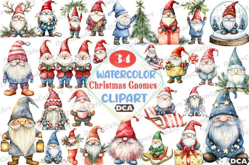 Merry Christmas Gnomes Clipart Bundle - CraftNest - Digital Crafting and Art