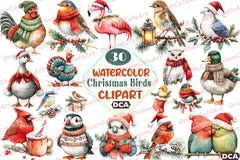 Christmas Birds Clipart Bundle 2 - CraftNest - Digital Crafting and Art