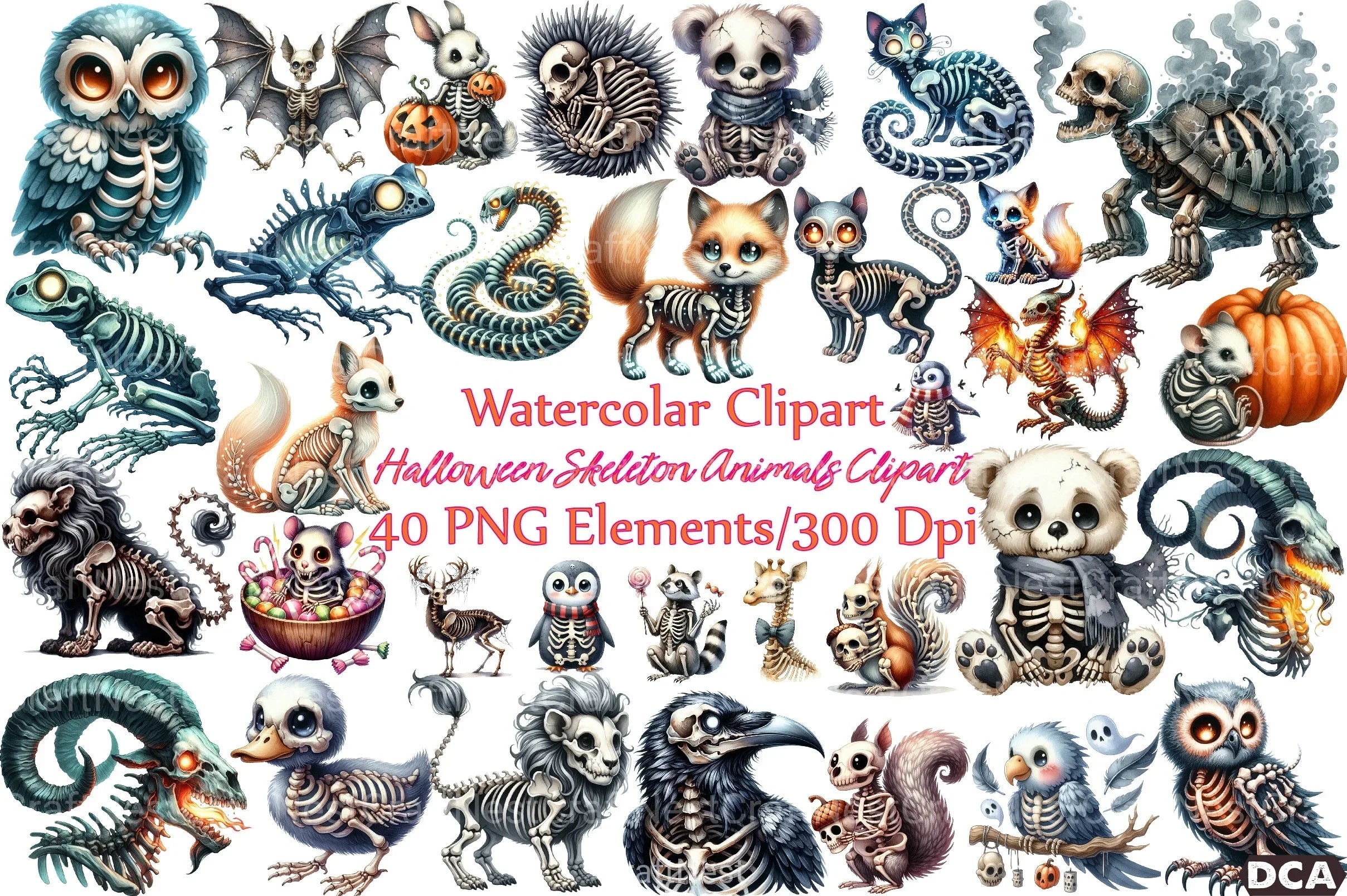 Halloween Skeleton Animals Clipart Bundle - CraftNest - Digital Crafting and Art