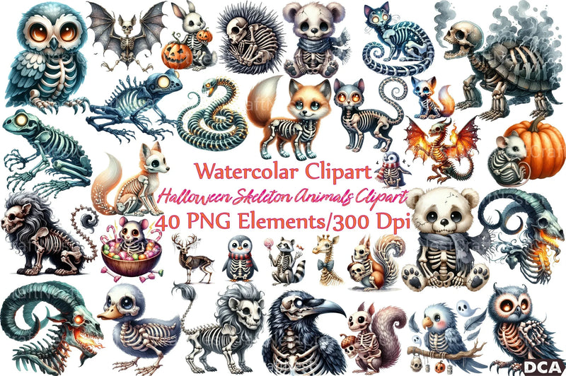 Halloween Skeleton Animals Clipart Bundle - CraftNest - Digital Crafting and Art