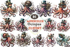 Steampunk Octopus Clipart Bundle - CraftNest - Digital Crafting and Art
