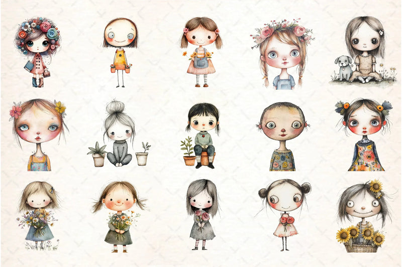 Flower Girls Clipart Bundle - CraftNest - Digital Crafting and Art