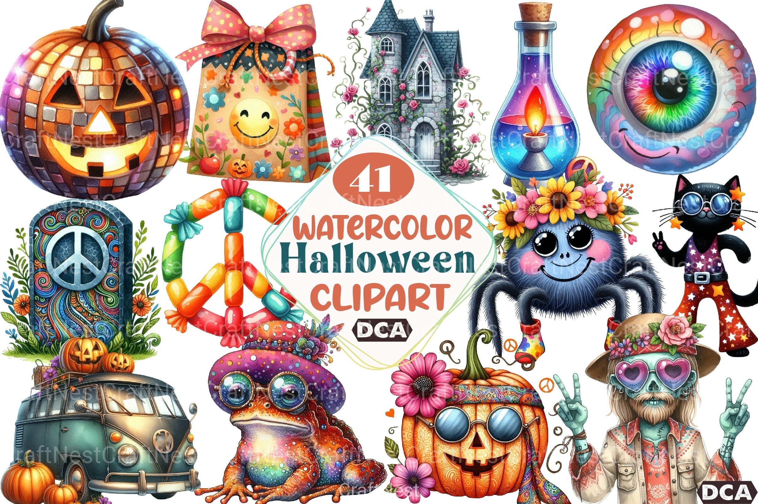 Groovy Halloween Clipart Bundle 25 - CraftNest - Digital Crafting and Art