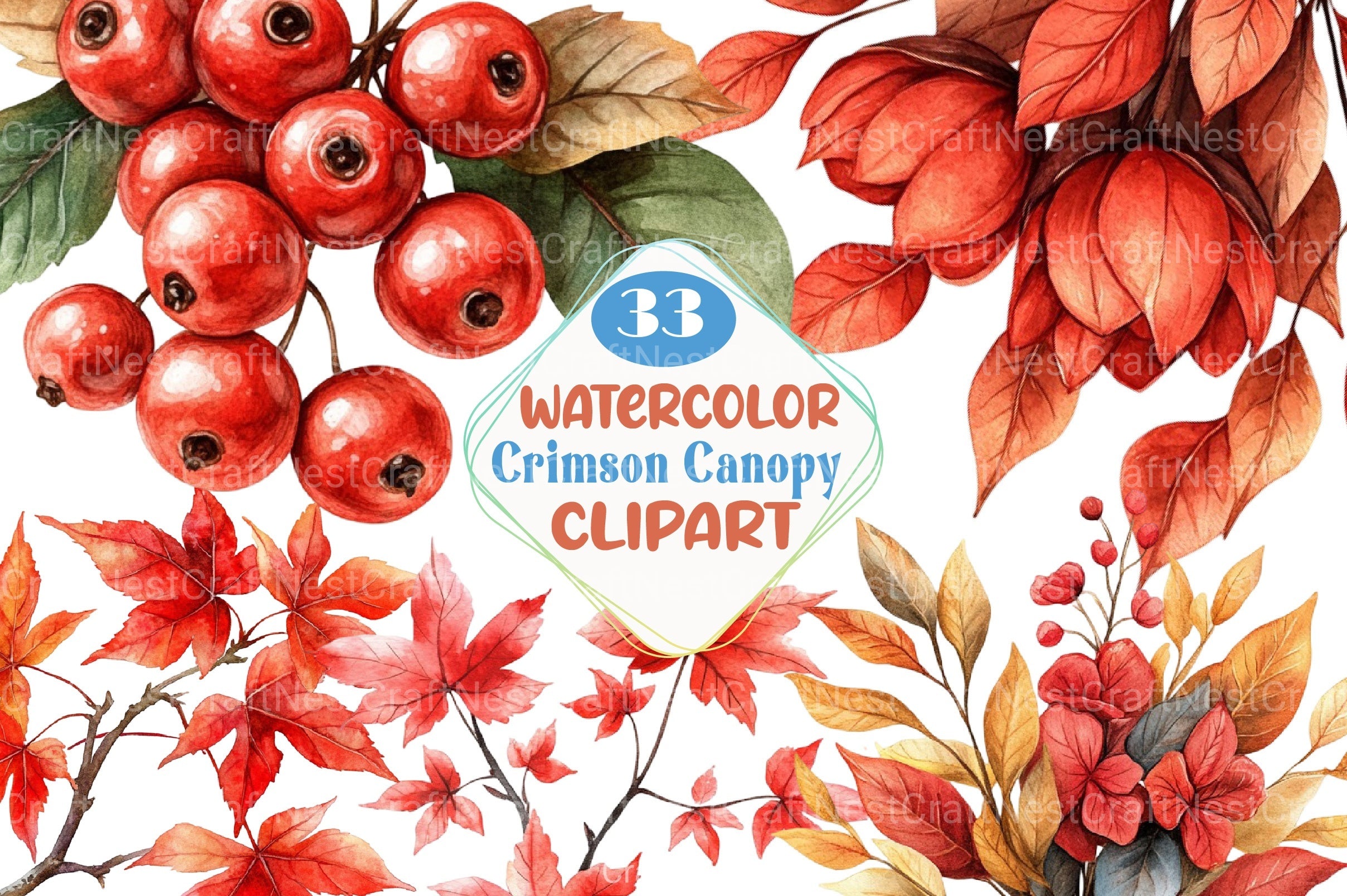 Crimson Canopy Clipart Bundle - CraftNest - Digital Crafting and Art