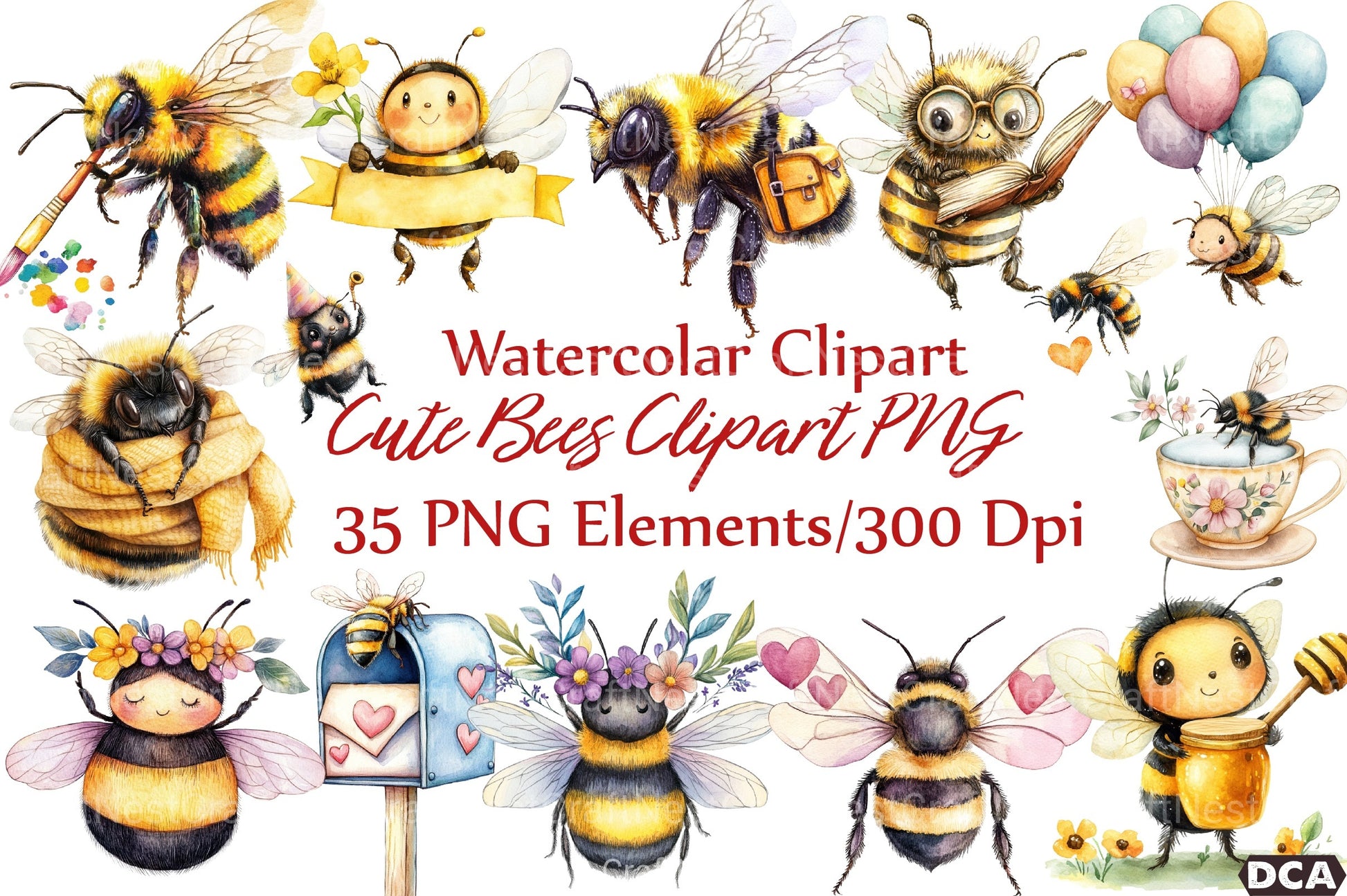 Cute Bees Clipart Bundle 16 - CraftNest - Digital Crafting and Art