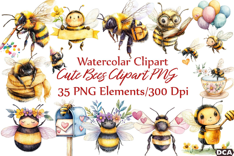 Cute Bees Clipart Bundle 16 - CraftNest - Digital Crafting and Art