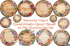 Round Wooden Clipart Bundle - CraftNest - Digital Crafting and Art
