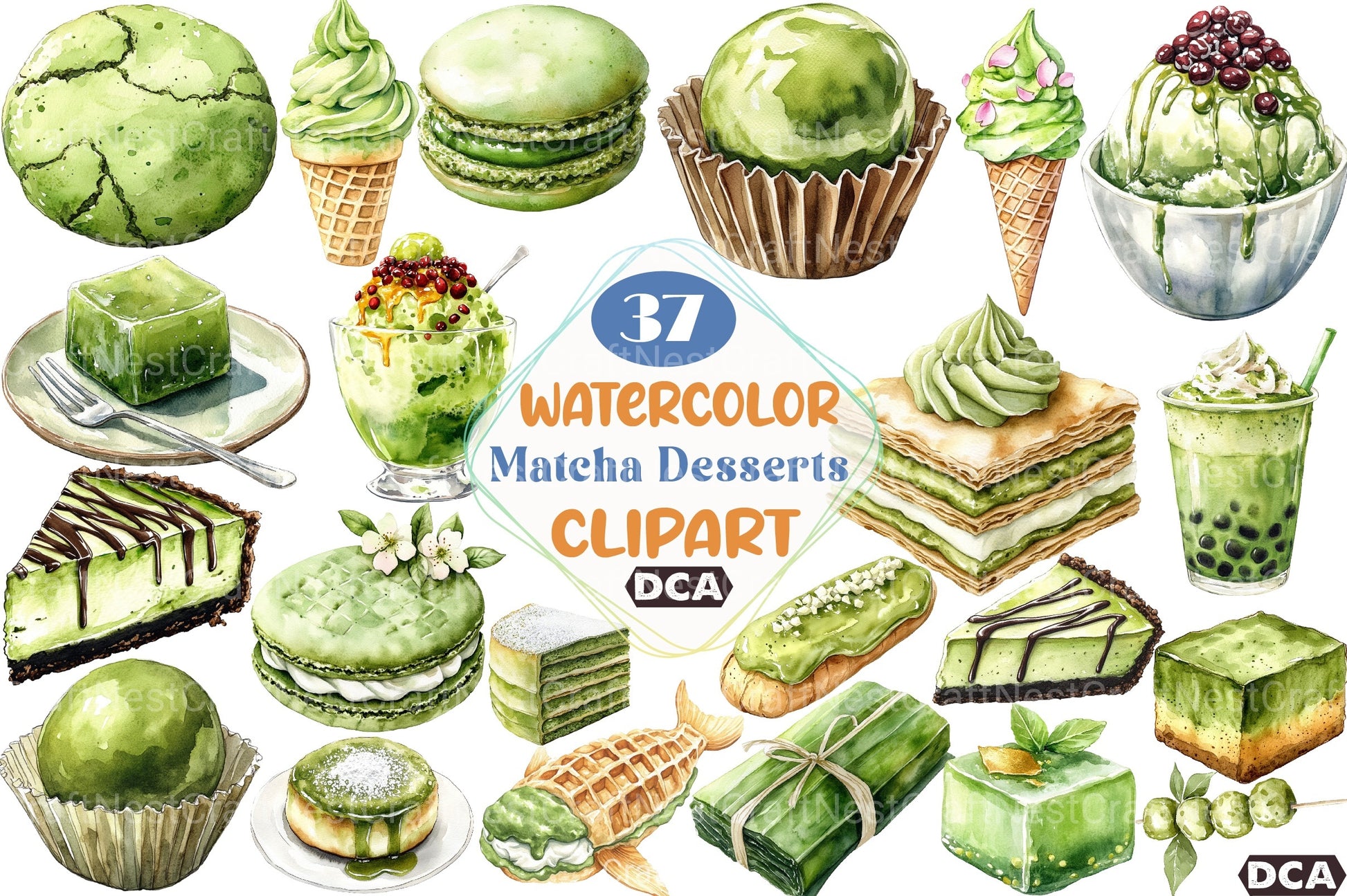 Japanese Desserts Matcha Clipart Bundle - CraftNest - Digital Crafting and Art