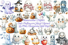Cute Halloween Ghost Clipart Bundle 37 - CraftNest - Digital Crafting and Art