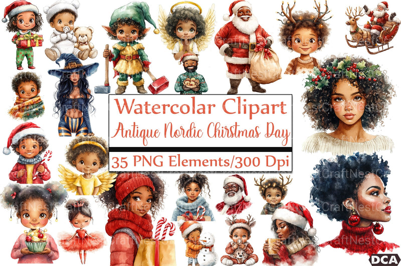 Antique Nordic Christmas Clipart Bundle - CraftNest - Digital Crafting and Art