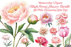 Blush Peonies Flowers Clipart Bundle - CraftNest - Digital Crafting and Art