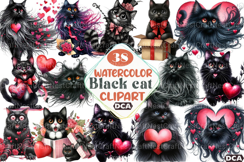 Black Cat Clipart Bundle 99 - CraftNest - Digital Crafting and Art