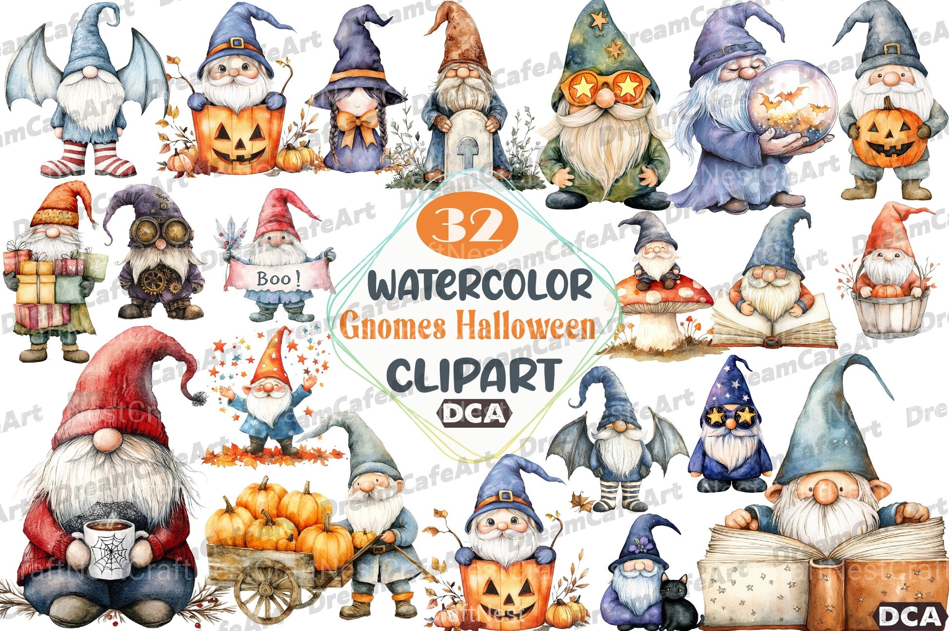 Gnomes Halloween Clipart Bundle - CraftNest - Digital Crafting and Art