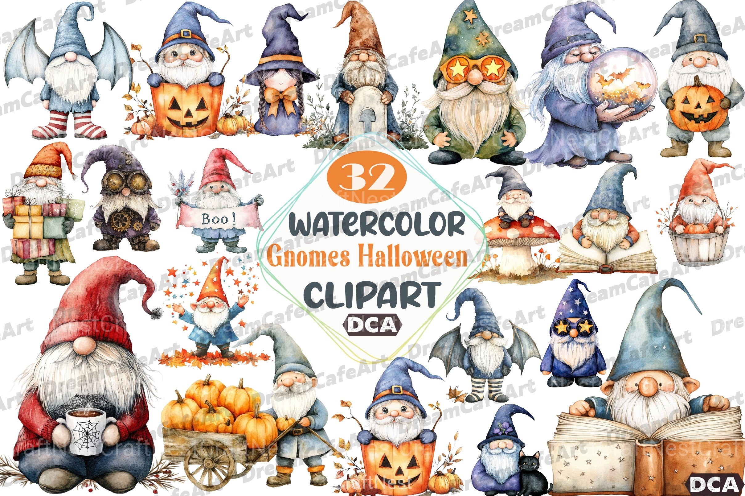 Gnomes Halloween Clipart Bundle - CraftNest - Digital Crafting and Art