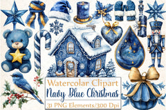 Navy Blue Christmas Clipart Bundle - CraftNest - Digital Crafting and Art