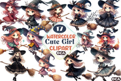 Cute Gothic Witch Broomstick Clipart Bundle Sweden - CraftNest - Digital Crafting and Art