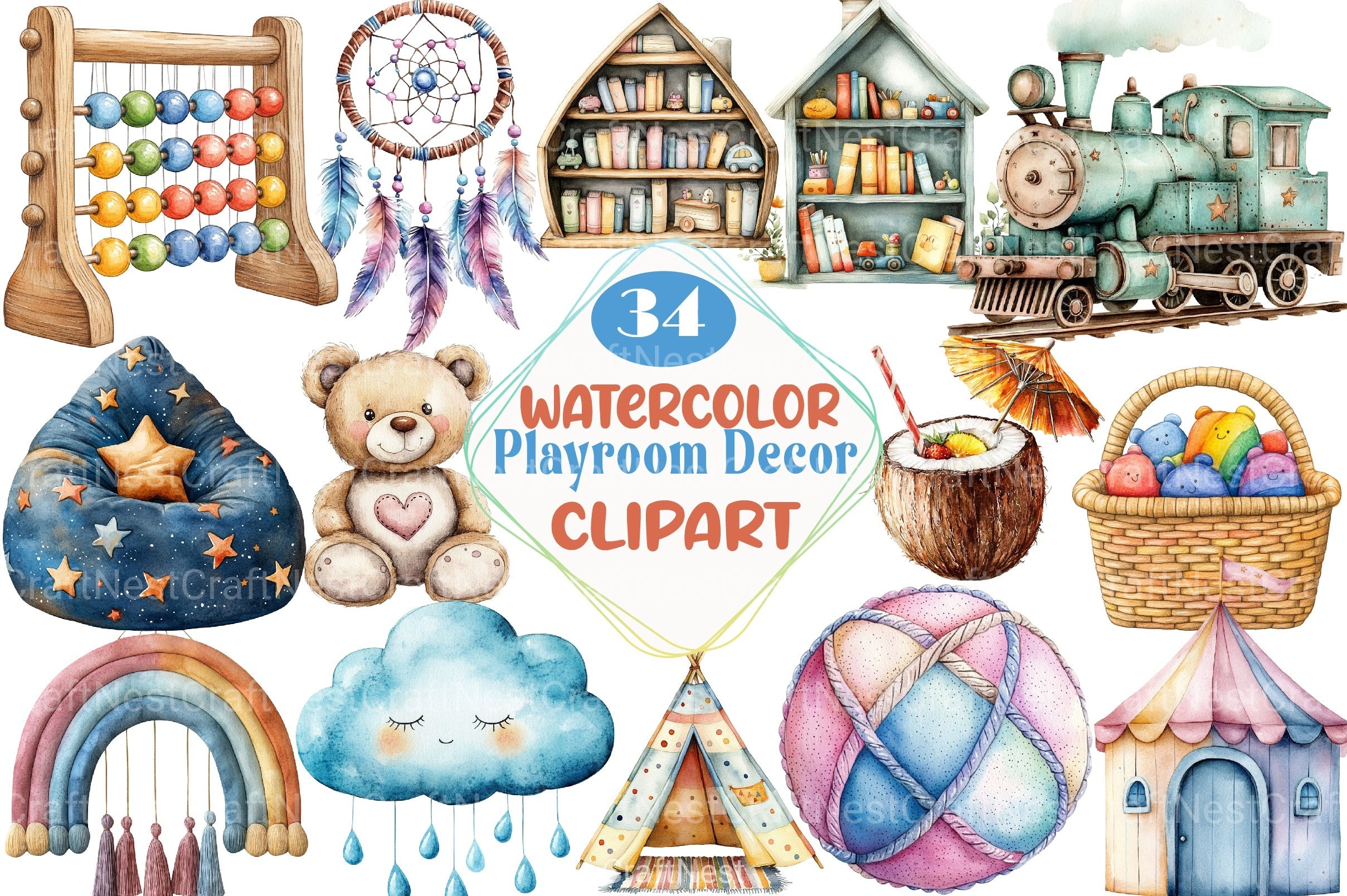 Playroom Decor Clipart Bundle - CraftNest - Digital Crafting and Art