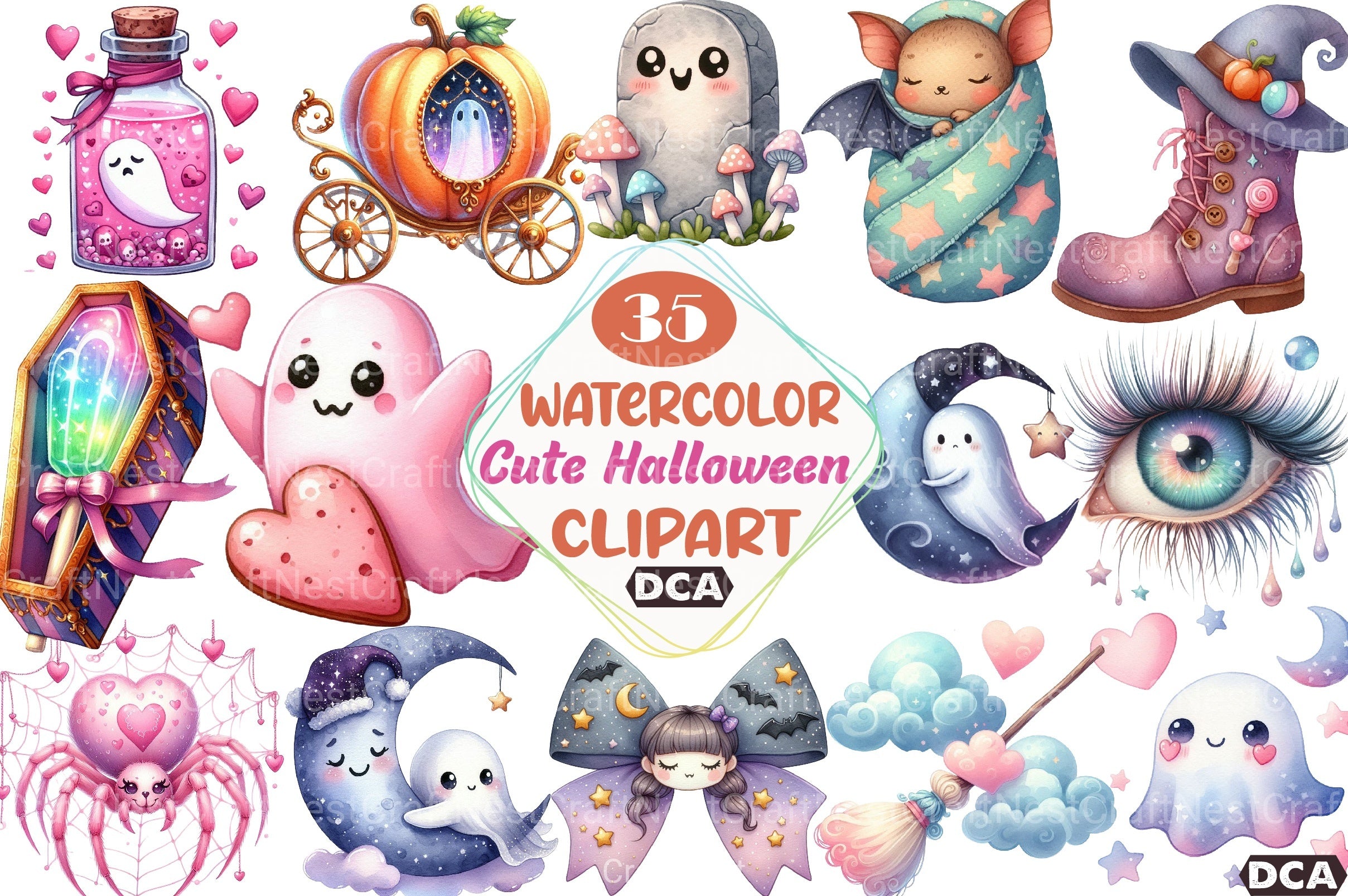 Dreamy Cute Halloween Clipart Bundle 1 - CraftNest - Digital Crafting and Art