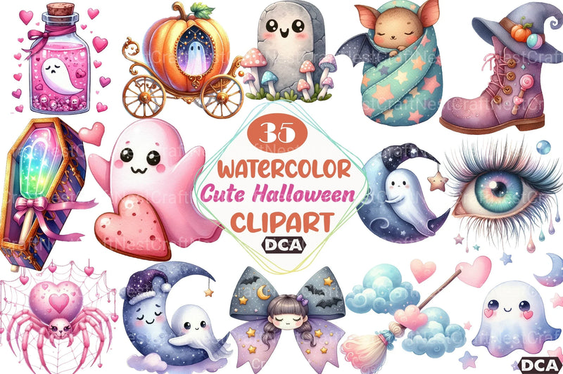 Dreamy Cute Halloween Clipart Bundle 1 - CraftNest - Digital Crafting and Art