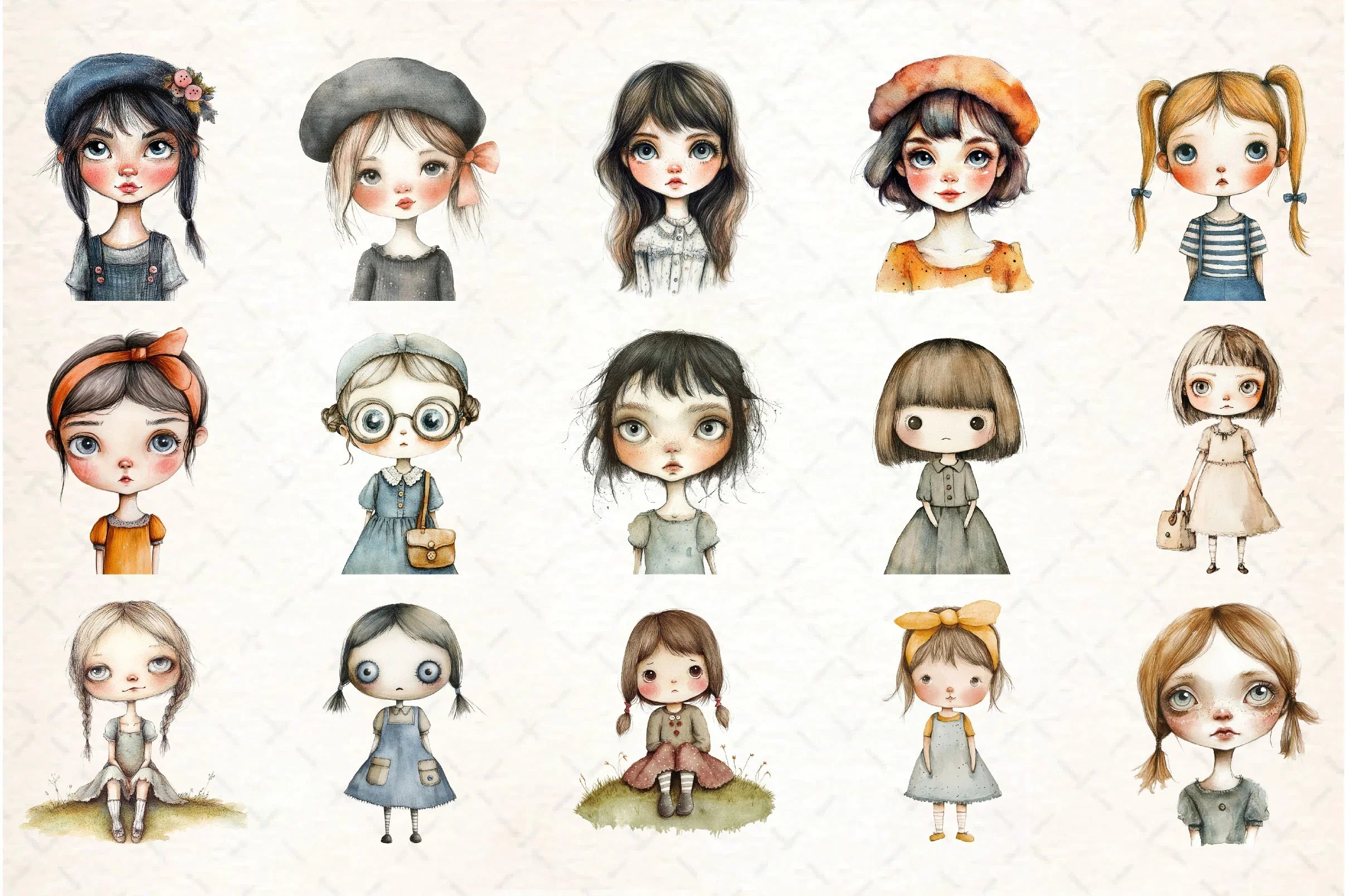 Retro Girls Clipart Bundle - CraftNest - Digital Crafting and Art