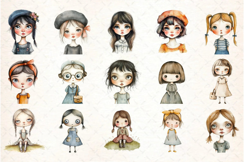 Retro Girls Clipart Bundle - CraftNest - Digital Crafting and Art
