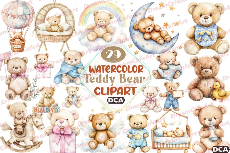Teddy Bear Baby Shower Clipart Bundle - CraftNest - Digital Crafting and Art
