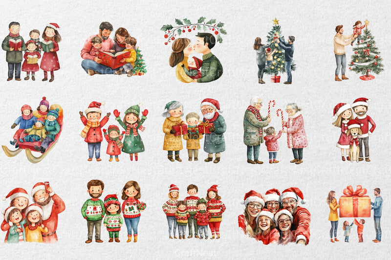 Christmas Family Clipart Bundle 3 - CraftNest - Digital Crafting and Art