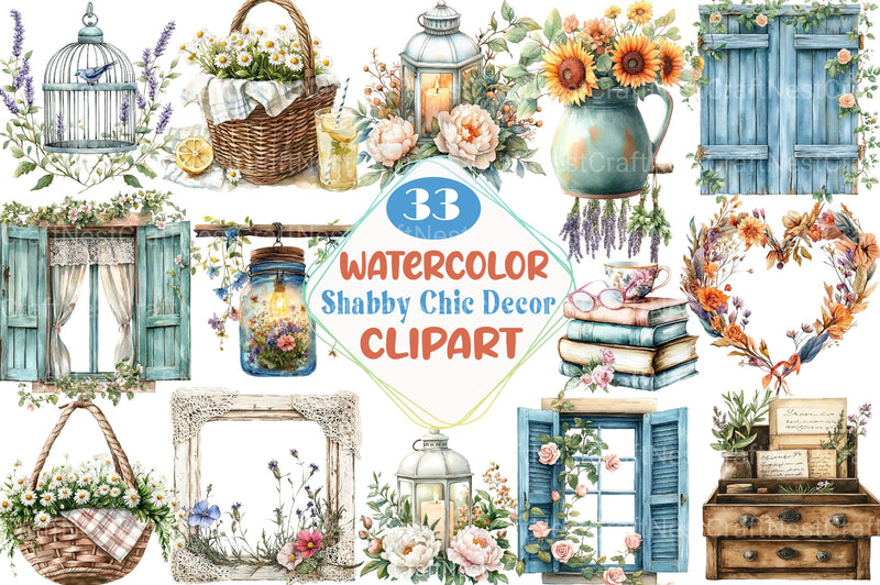 Summer Shabby Chic Decor Clipart Bundle - CraftNest - Digital Crafting and Art
