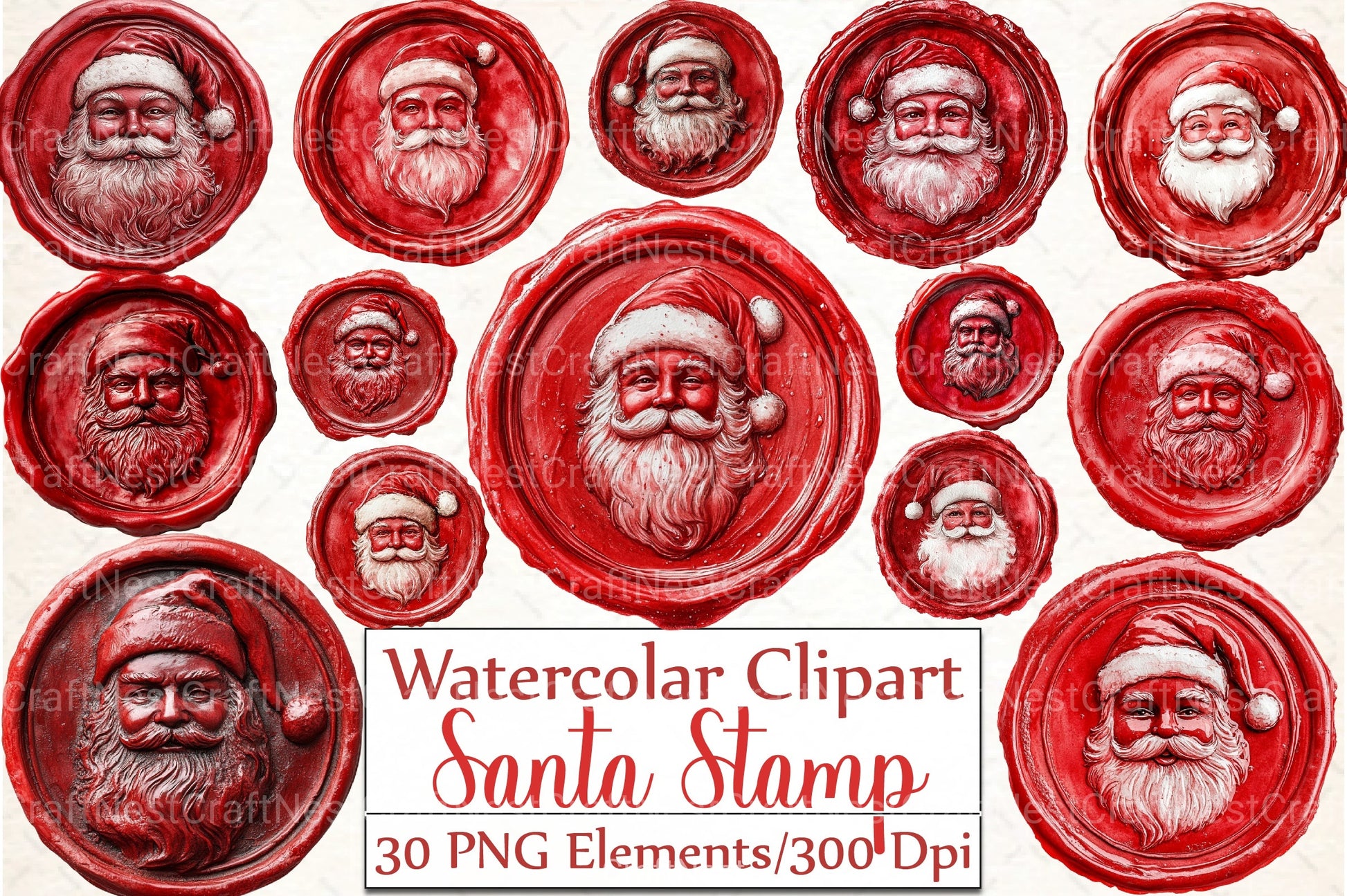 Seal Wax Christmas Santa Stamp Clipart Bundle - CraftNest - Digital Crafting and Art