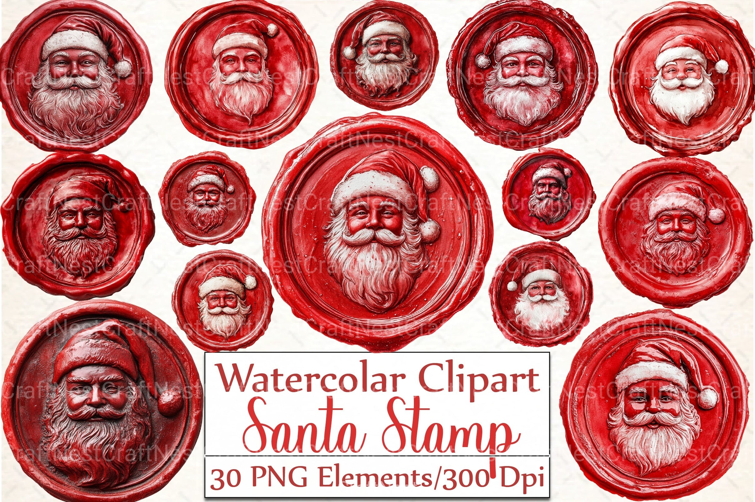 Seal Wax Christmas Santa Stamp Clipart Bundle - CraftNest - Digital Crafting and Art