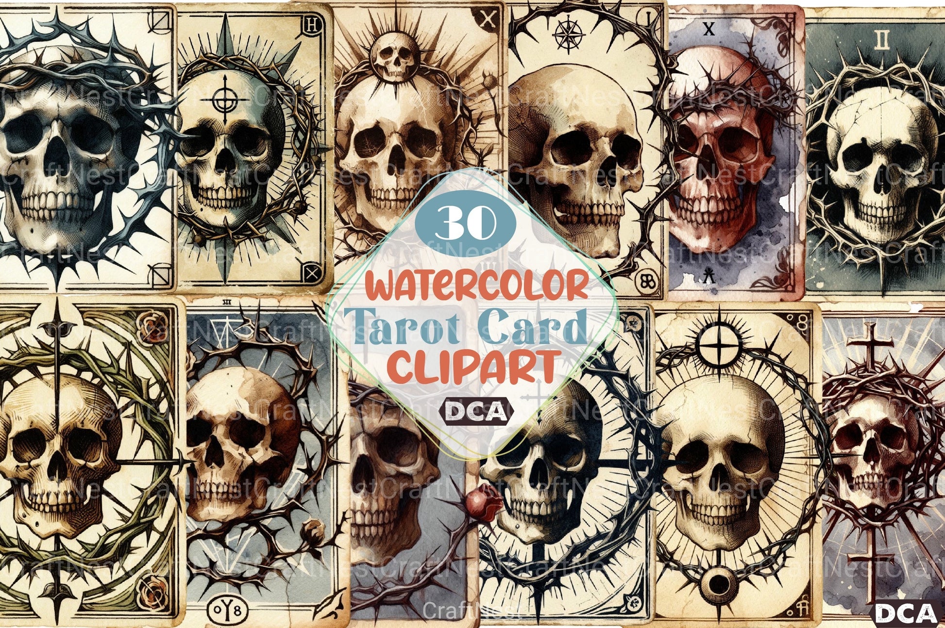 Vintage Halloween Tarot Card Clipart Bundle - CraftNest - Digital Crafting and Art