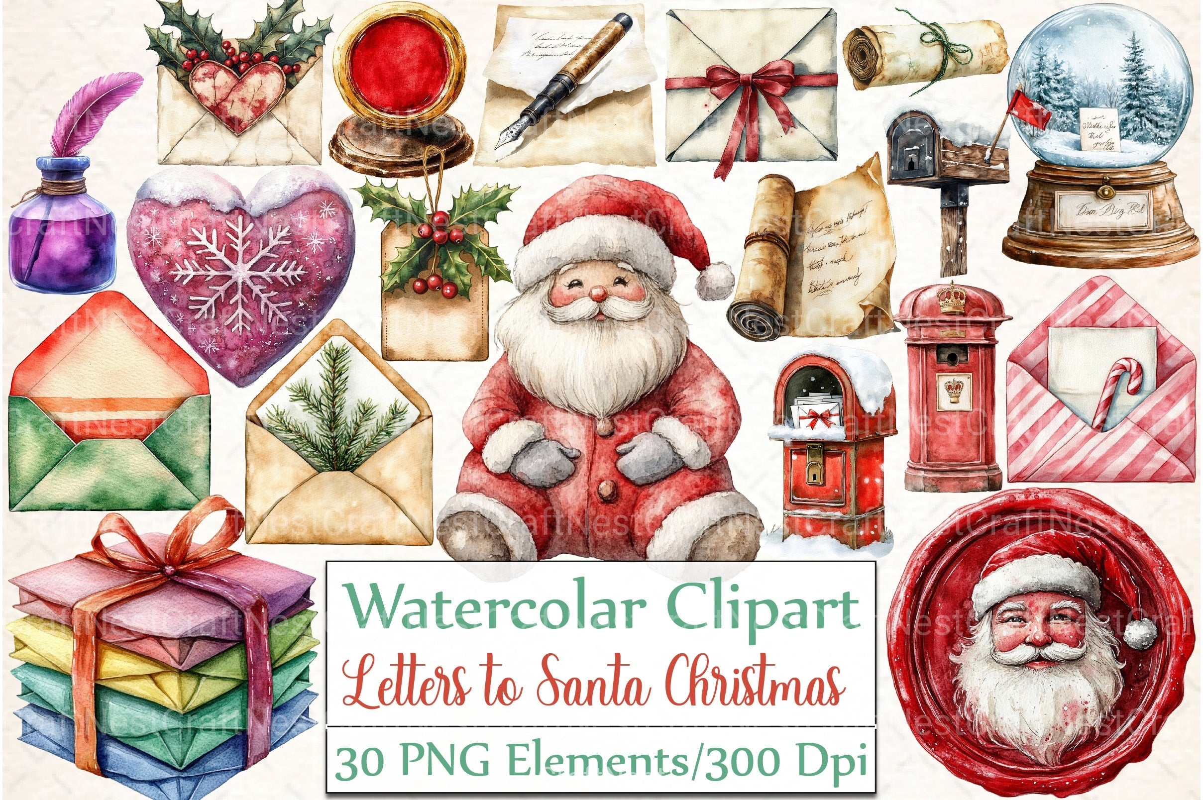Letters to Santa Christmas Clipart Bundle - CraftNest - Digital Crafting and Art