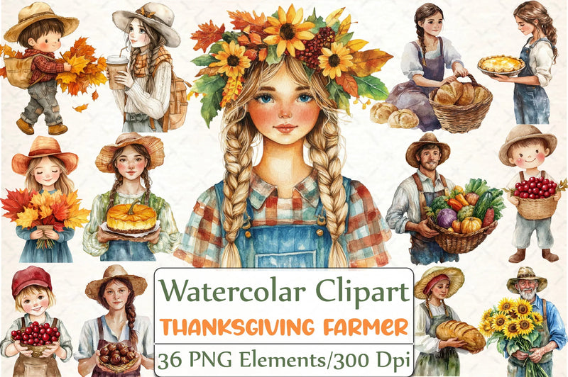 Thanksgiving Farmer Clipart Bundle - CraftNest - Digital Crafting and Art