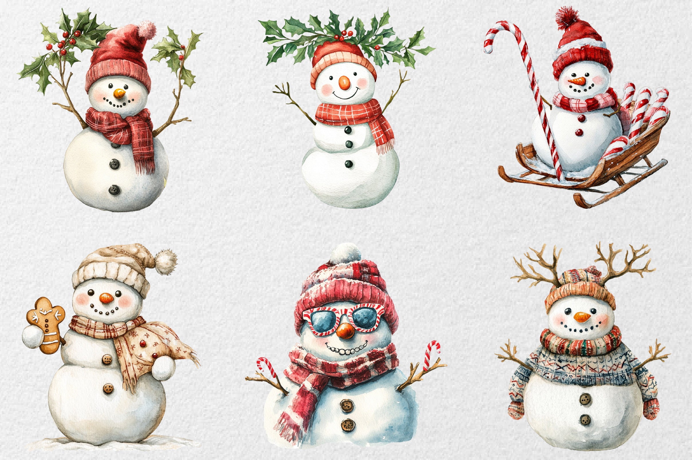 Funny Christmas Snowman Clipart Bundle
