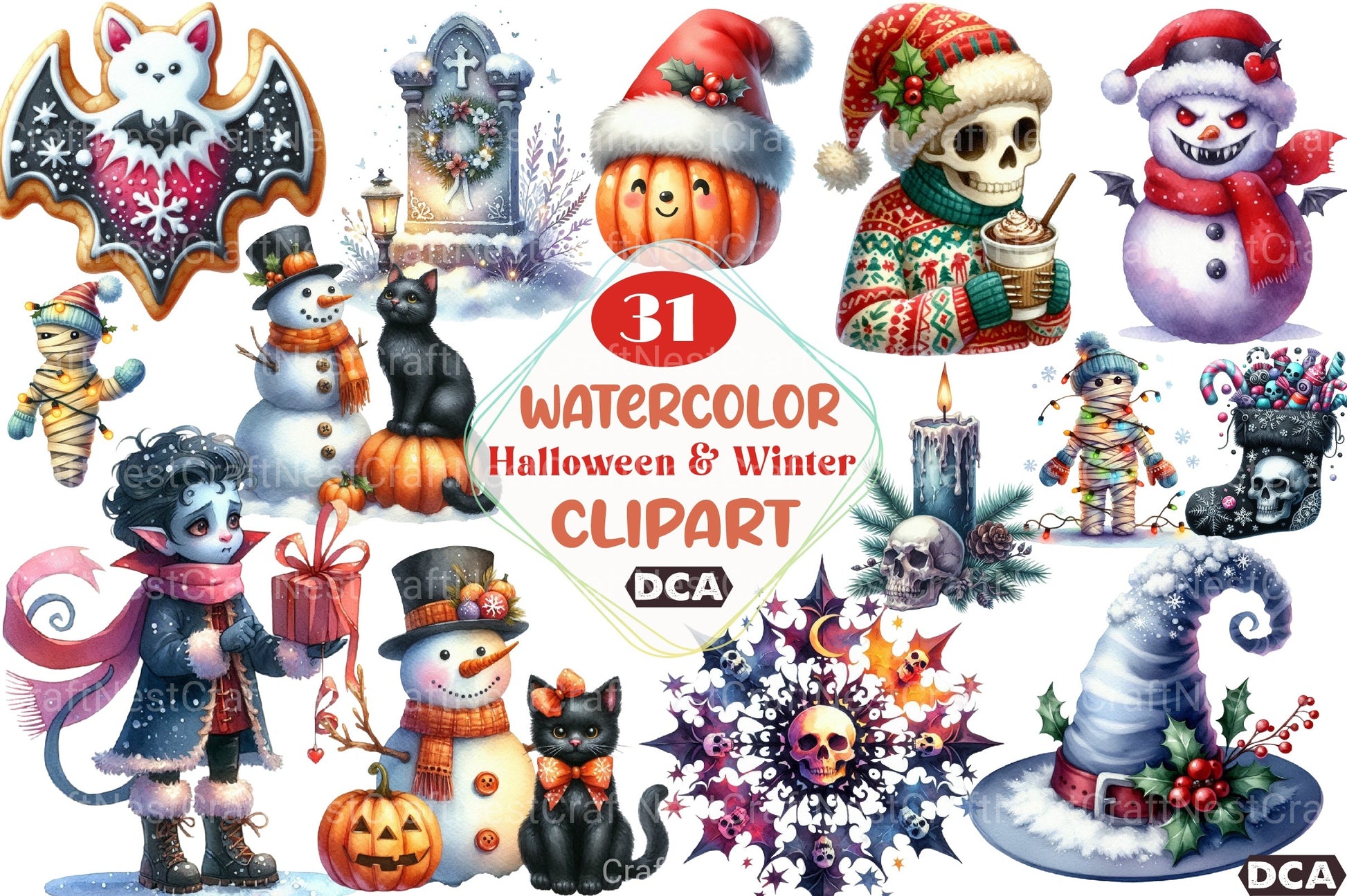 Halloween & Winter Clipart Bundle - CraftNest - Digital Crafting and Art