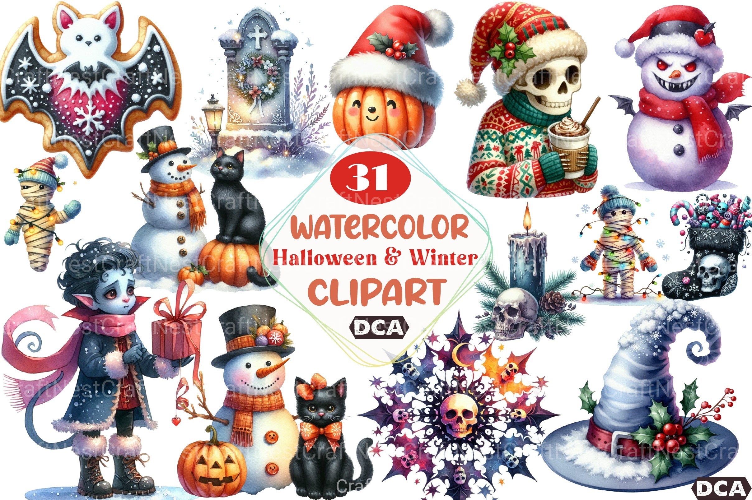Halloween & Winter Clipart Bundle - CraftNest - Digital Crafting and Art