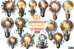 Steampunk Lightbulb Clipart Bundle - CraftNest - Digital Crafting and Art