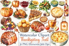Thanksgiving Feast Clipart Bundle - CraftNest - Digital Crafting and Art