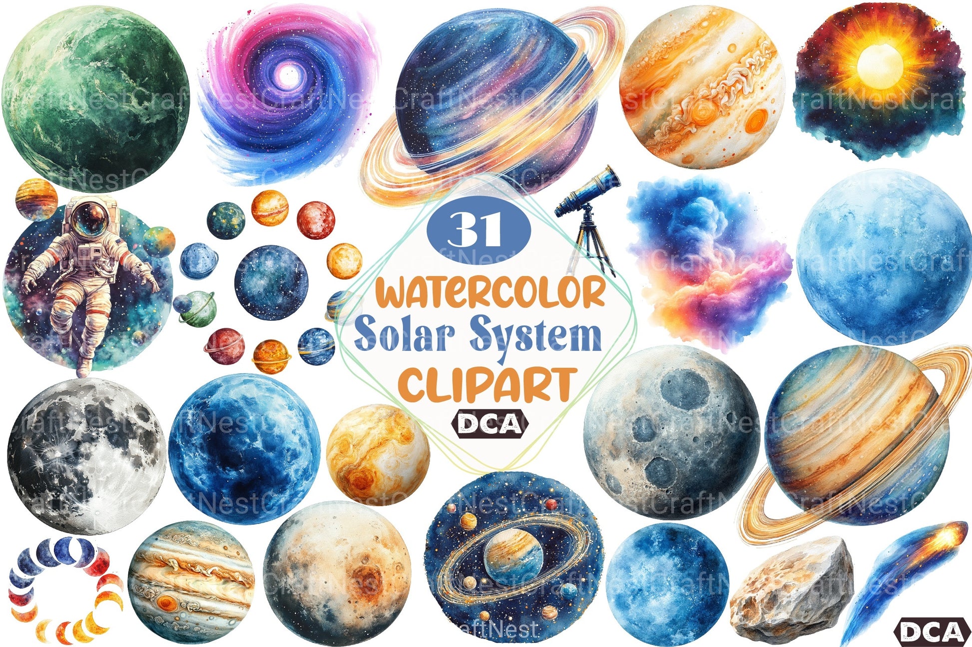 Solar System Clipart Bundle - CraftNest - Digital Crafting and Art