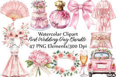Pink Wedding Day Clipart Bundle - CraftNest - Digital Crafting and Art
