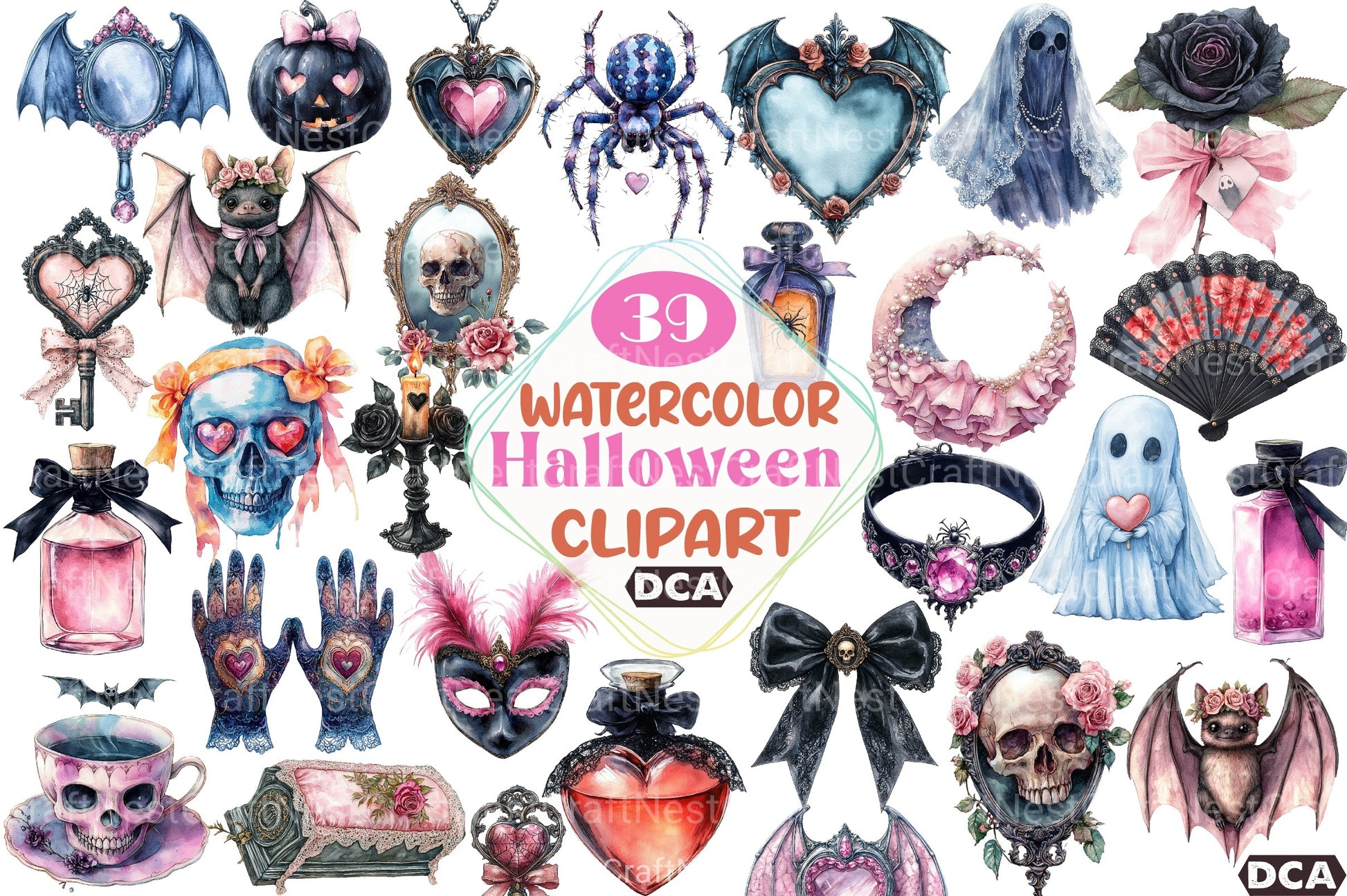 Gothic Coquette Halloween Clipart Bundle 56 - CraftNest - Digital Crafting and Art