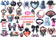 Gothic Coquette Halloween Clipart Bundle 56 - CraftNest - Digital Crafting and Art