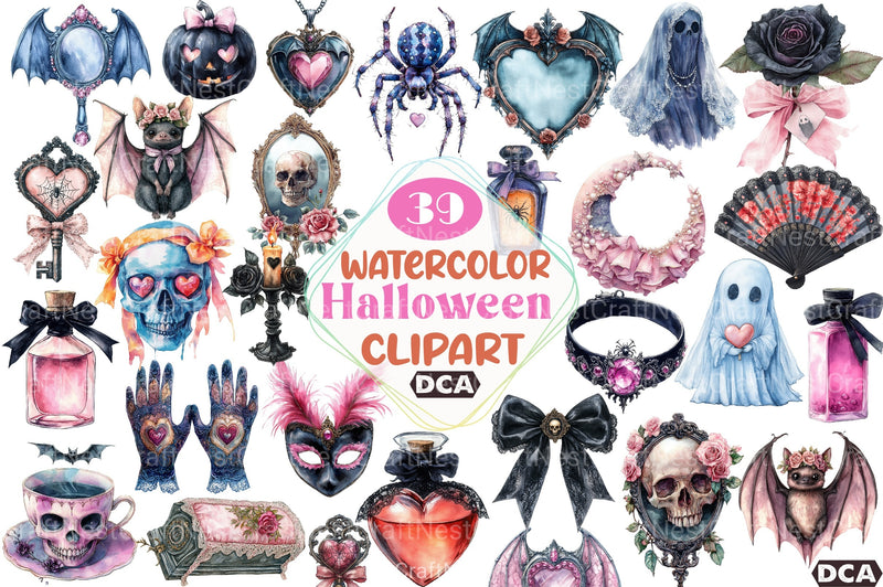 Gothic Coquette Halloween Clipart Bundle 56 - CraftNest - Digital Crafting and Art