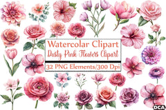 Dusty Pink Flowers Clipart Bundle 1 - CraftNest - Digital Crafting and Art