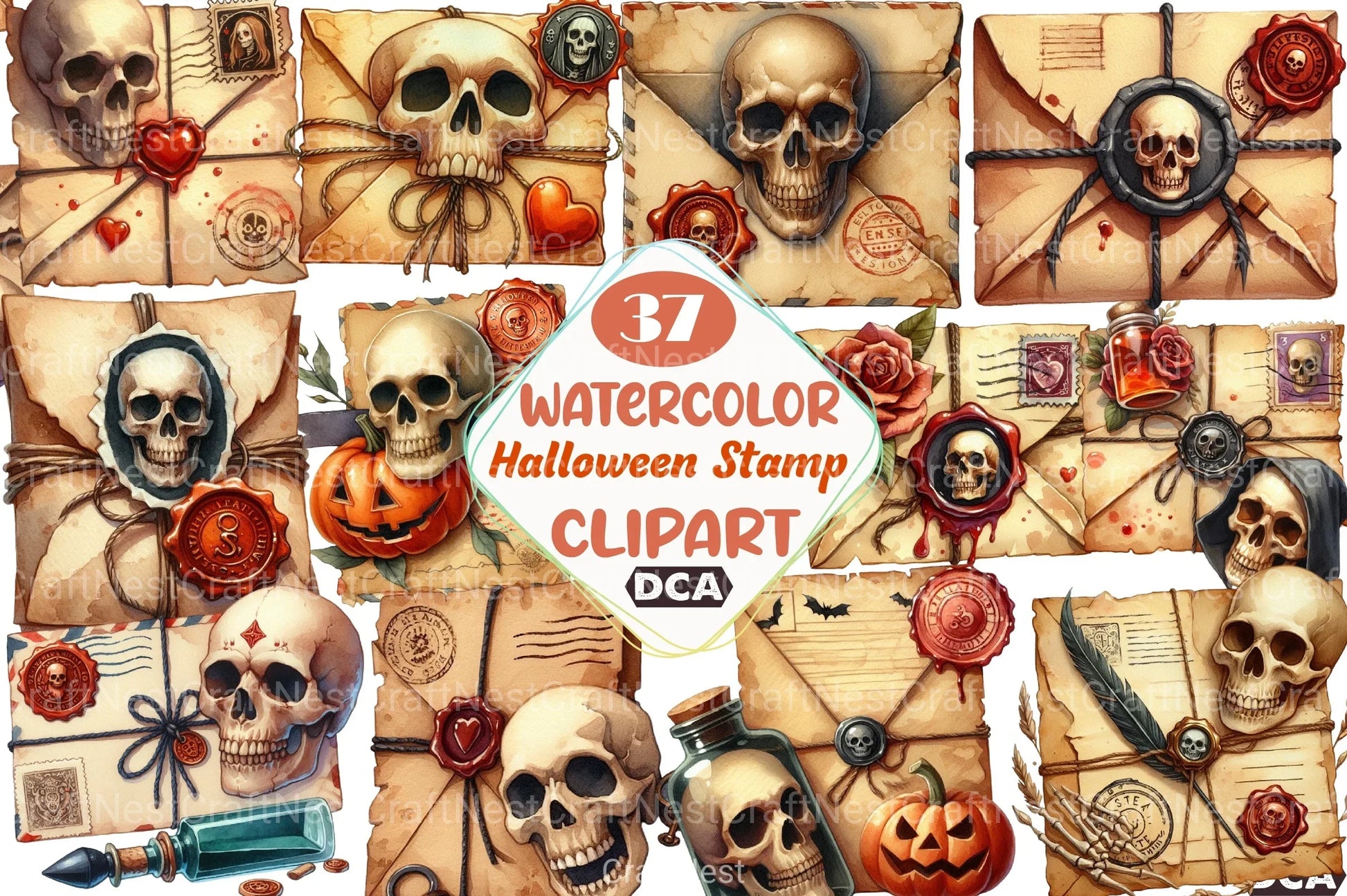 Halloween Love Letter Stamp Clipart Bundle - CraftNest - Digital Crafting and Art