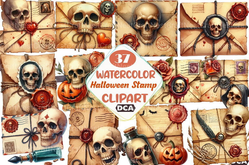 Halloween Love Letter Stamp Clipart Bundle - CraftNest - Digital Crafting and Art